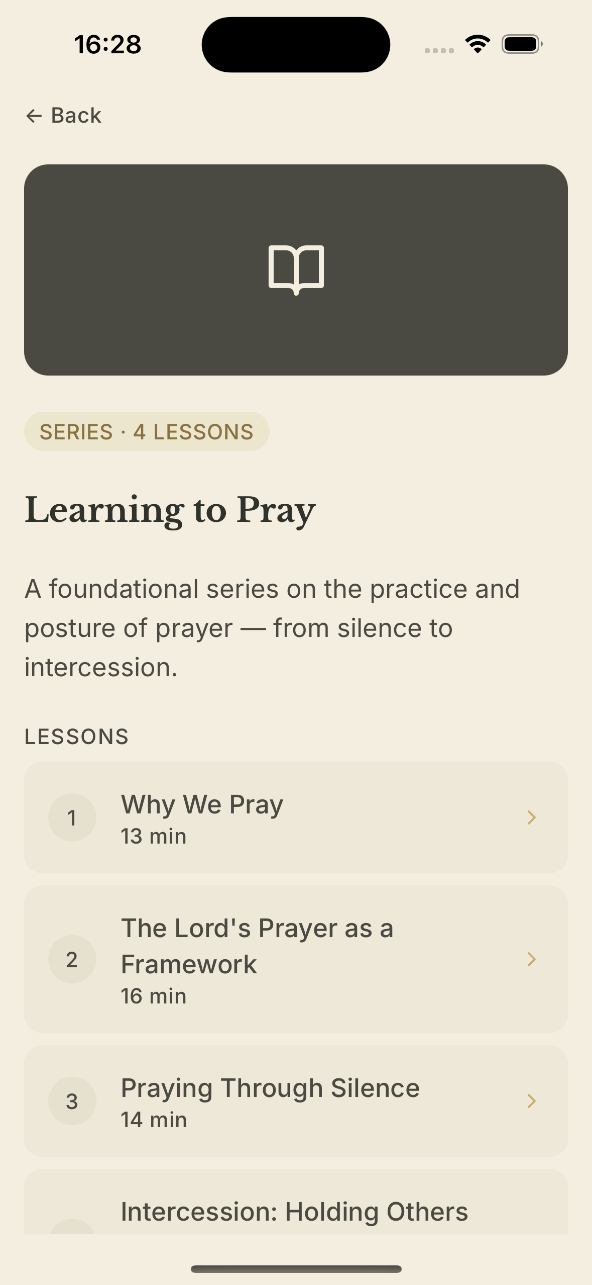 Tend Faith teaching screen